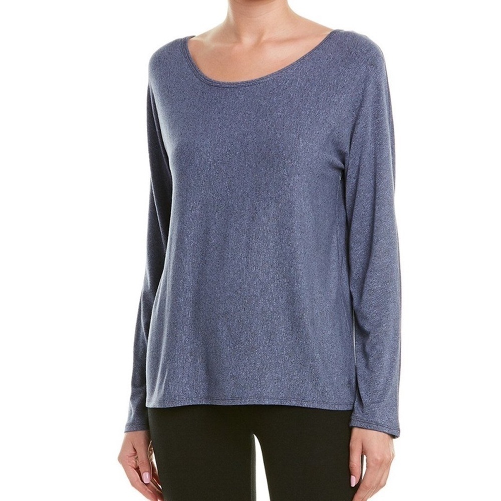 SPLENDID Long Sleeve Tee Open Vented Back Activewear Fitness Yoga Rayon Blend